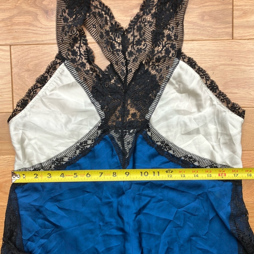 Free People Blue and Black Lace Maxi Dress Medium high slits - Picture 6 of 11
